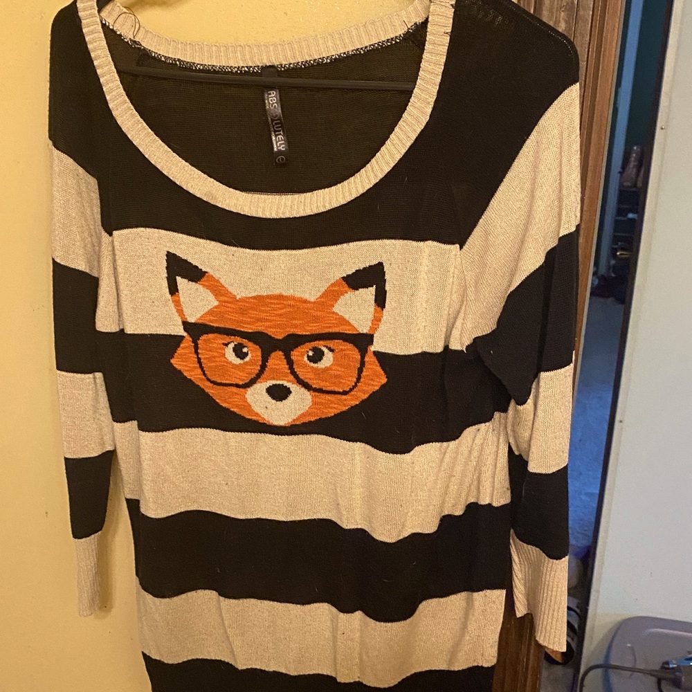 Absolutely Black and Cream Fox Sweater